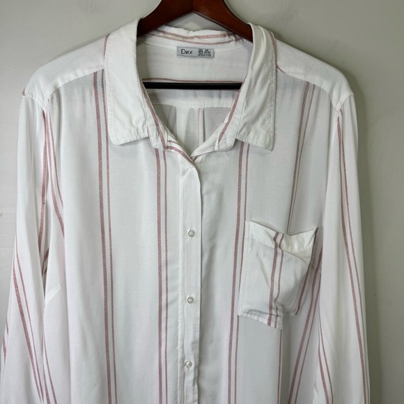Dex Striped Button Down Shirt Size 3x 100% Rayon - Picture 2 of 8